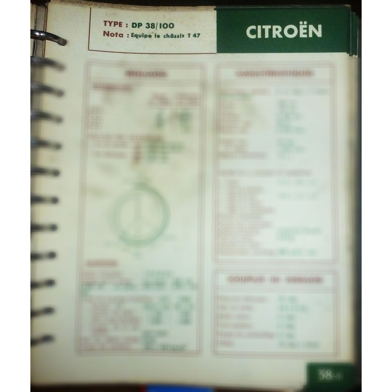 copy of DP38/100 Fiche Technique Citroen
