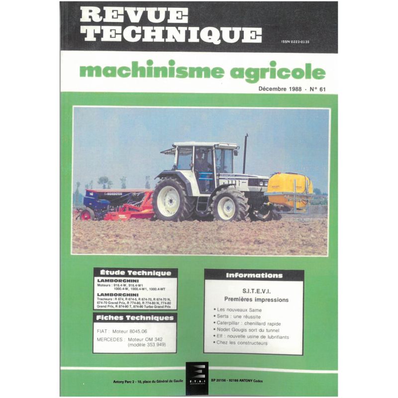 R674 a 874-90 Revue Technique Agricole Lamborghini