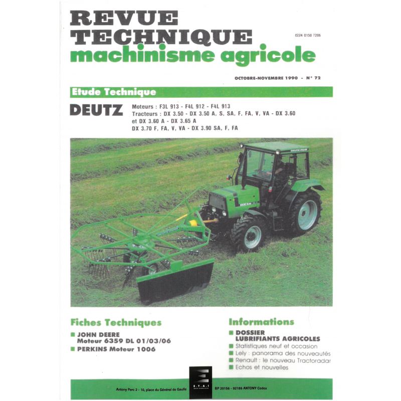 DX3.50 a DX3.90 Revue Technique Agricole Deutz Fahr