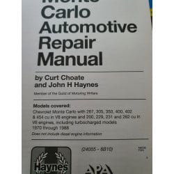 Monte Carlo 70-88 Revue technique Haynes CHEVROLET Anglais