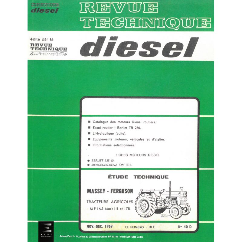 MF165 Mark III MF178 Revue Technique Agricole Massey Ferguson