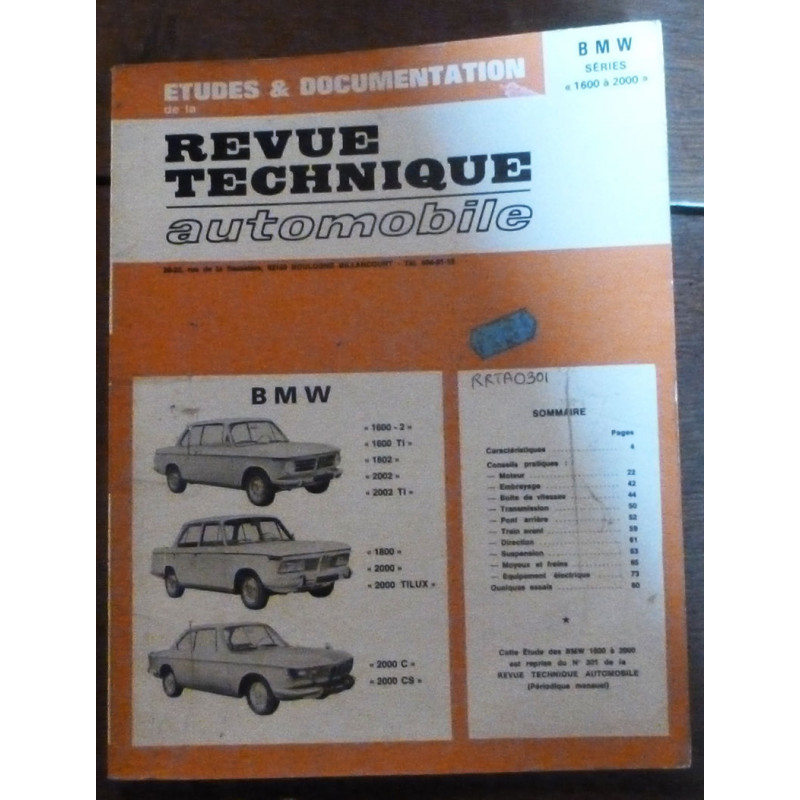BMW Série 1600 - 1800 - 1600 - 1802 - 2002

TI -TILUX - C - CS

RRTA0301 - Réédition