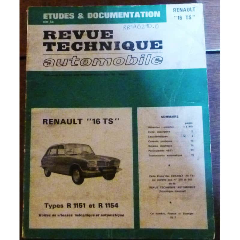 RENAULT R16TS Types R1151, R1154

RRTA0270.0 - Réédition