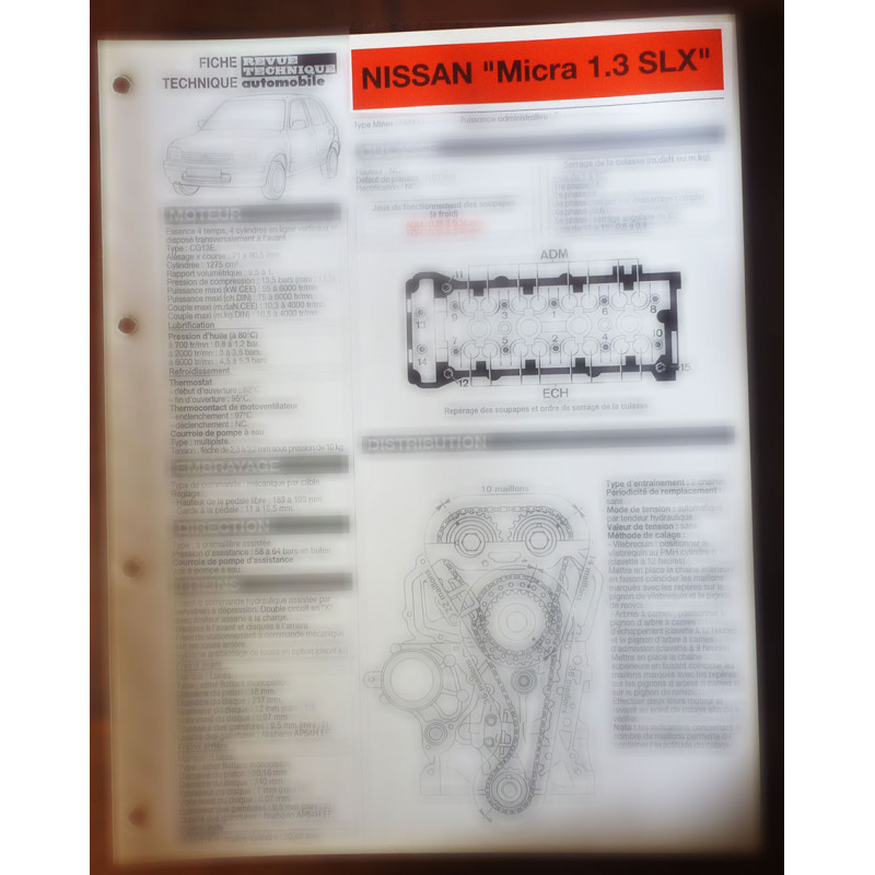 copy of Primera 1.6 -  fiche technique Nissan