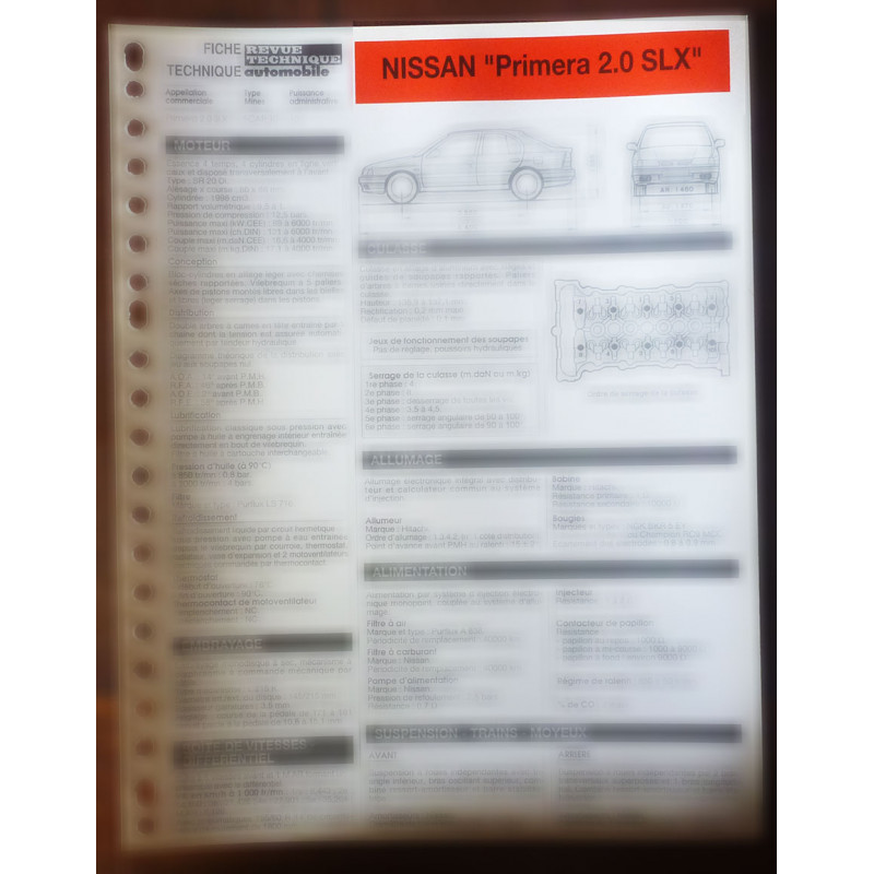 copy of Primera 1.6 -  fiche technique Nissan
