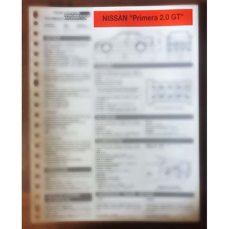 copy of Primera 1.6 -  fiche technique Nissan