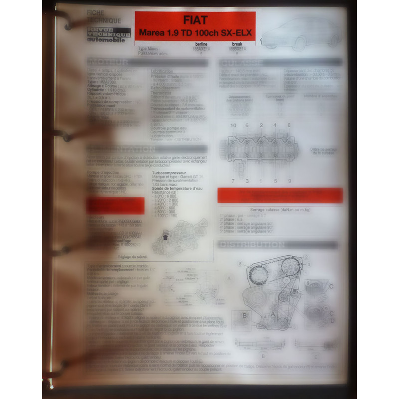 FIAT Marea 1.9 TD 100cv SX-ELX

Type Mine: 185AXE1A (Berline) - 185BXE1A (Break)

Ref : FTRTA-FIA-MAR-19-TD