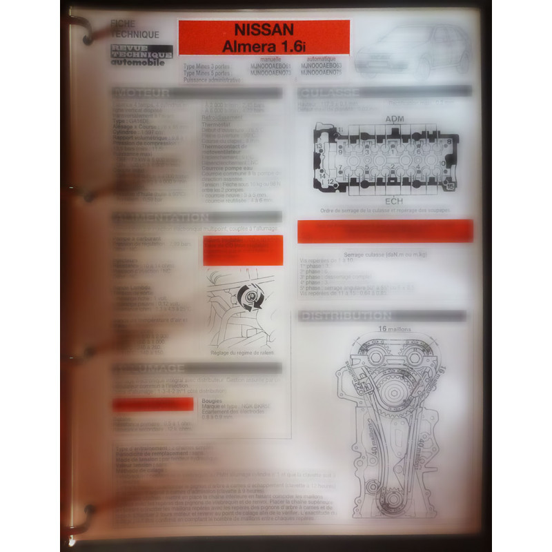 copy of Primera 1.6 -  fiche technique Nissan