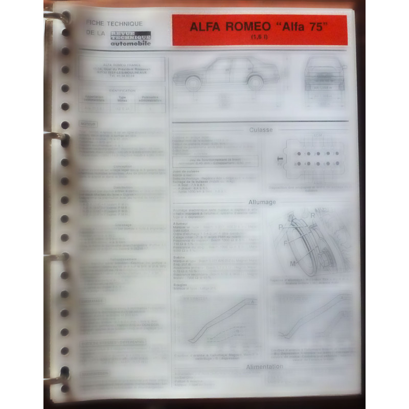 Alfa 75 1.6l Fiche Technique Alfa