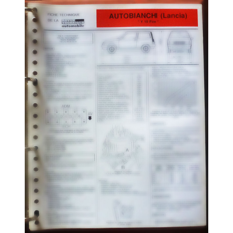 Y10 Fire Fiche Technique Autobianchi