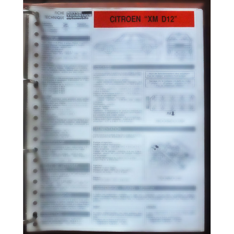 XM D12 Fiche Technique Citroen