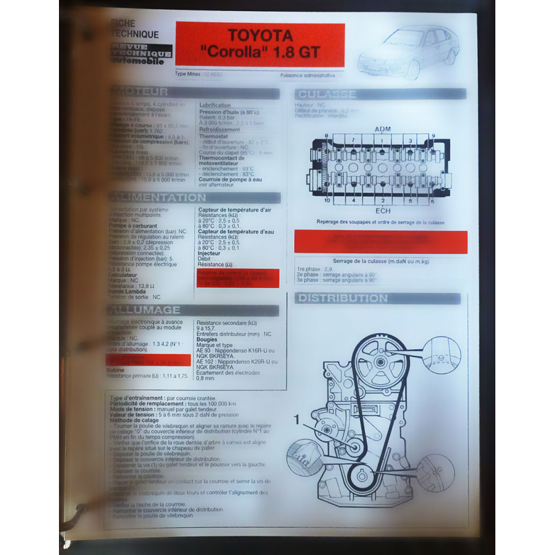 copy of Corolla 1.6l  Fiche technique Toyota