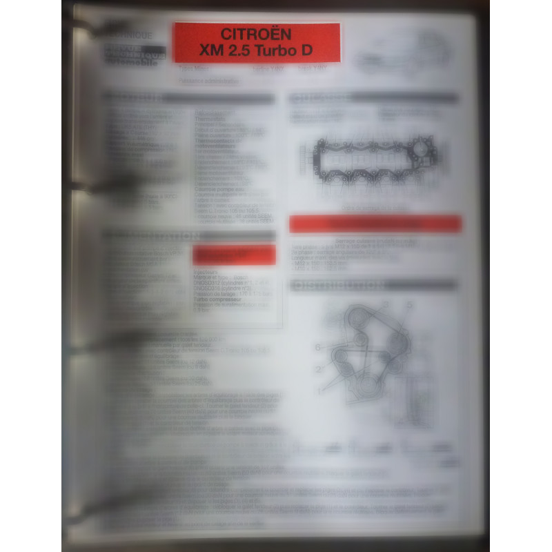 copy of XM Turbo D12 Fiche Technique Citroen