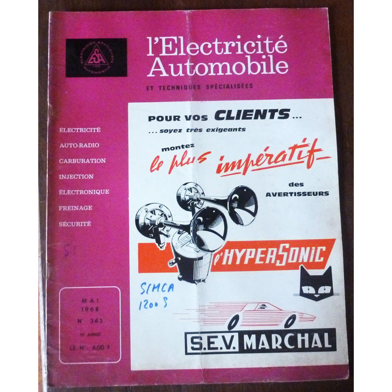 Hypersonic Marshall

Inclus: fiche SIMCA 1200S

Revue electricité Automobile n° 343

EA343 - Mai 1968