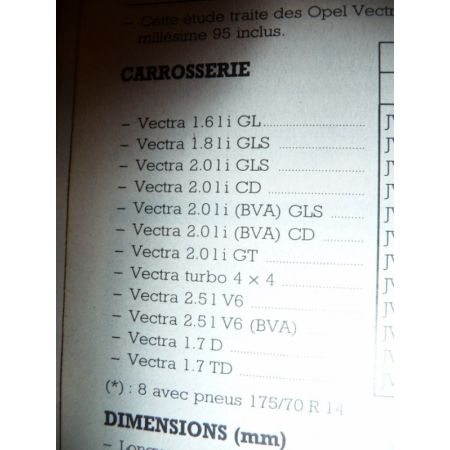 Vectra 93- Revue Technique Opel