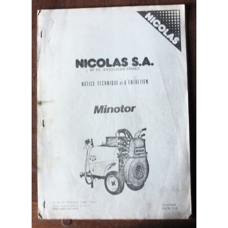 NICOLAS MINOTOR

Pulvérisateur pneumatique

Manuel d'entretien

Ref : ME-NIC-MINOTOR