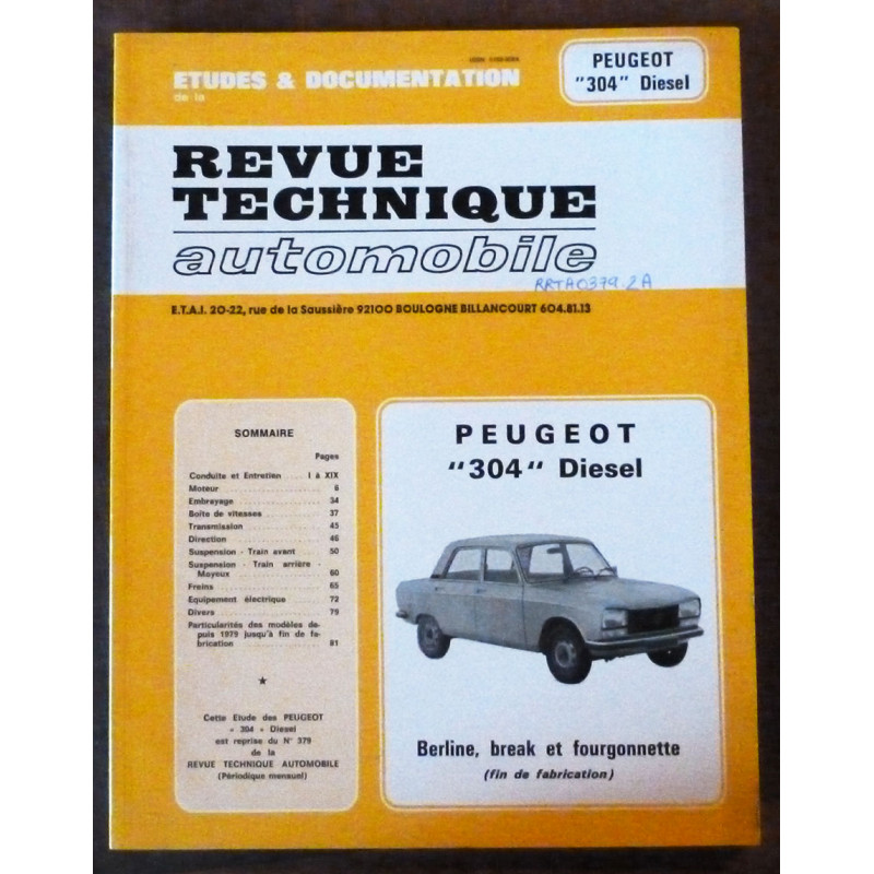 PEUGEOT 304 diesel

RRTA0379.2A - Réédition