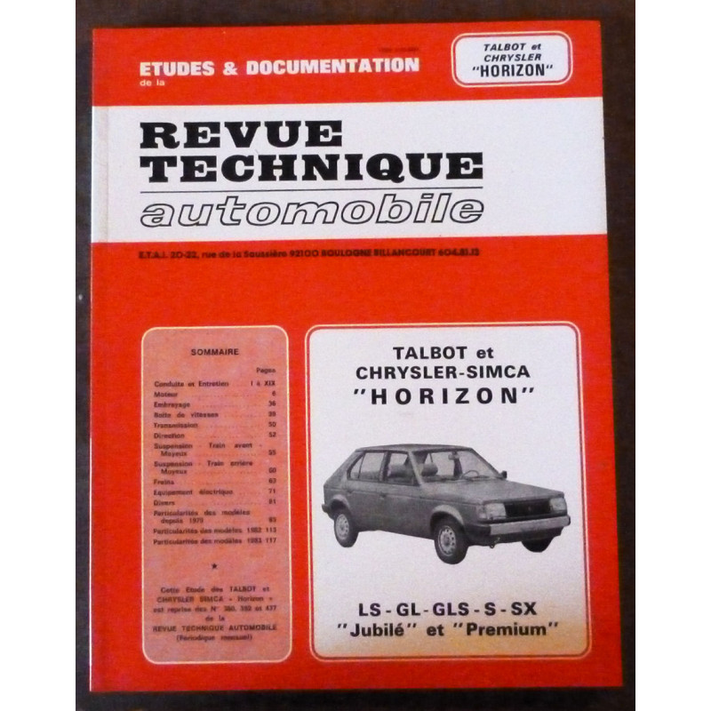 copy of HORIZON -80 Revue Technique Chrysler Simca Talbot