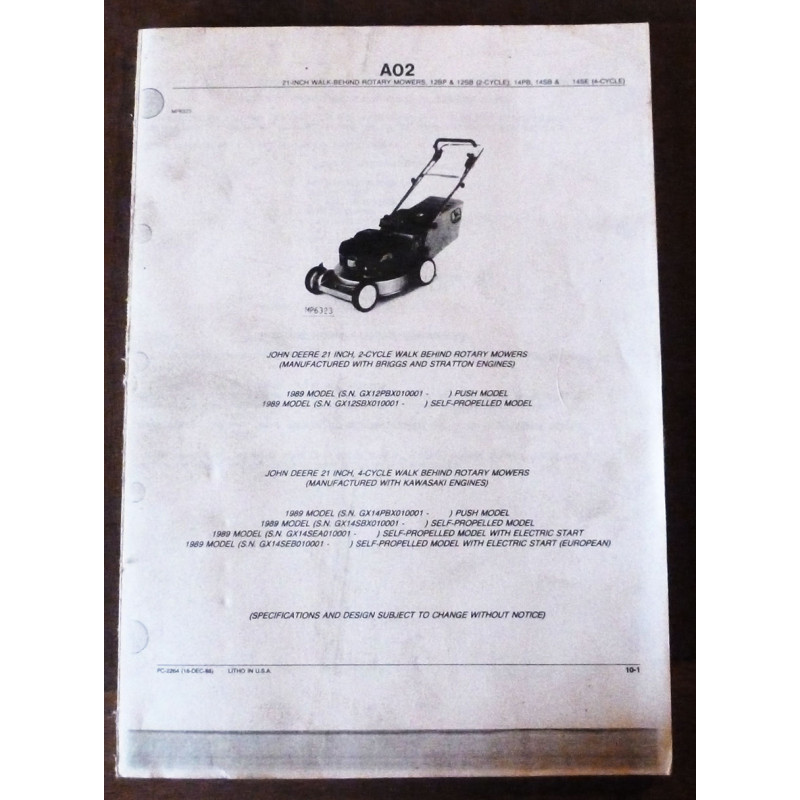 JOHN DEERE A02

CATALOGUE DES PIECES DETACHEES en Anglais

Ref : CP-JD-PC2264