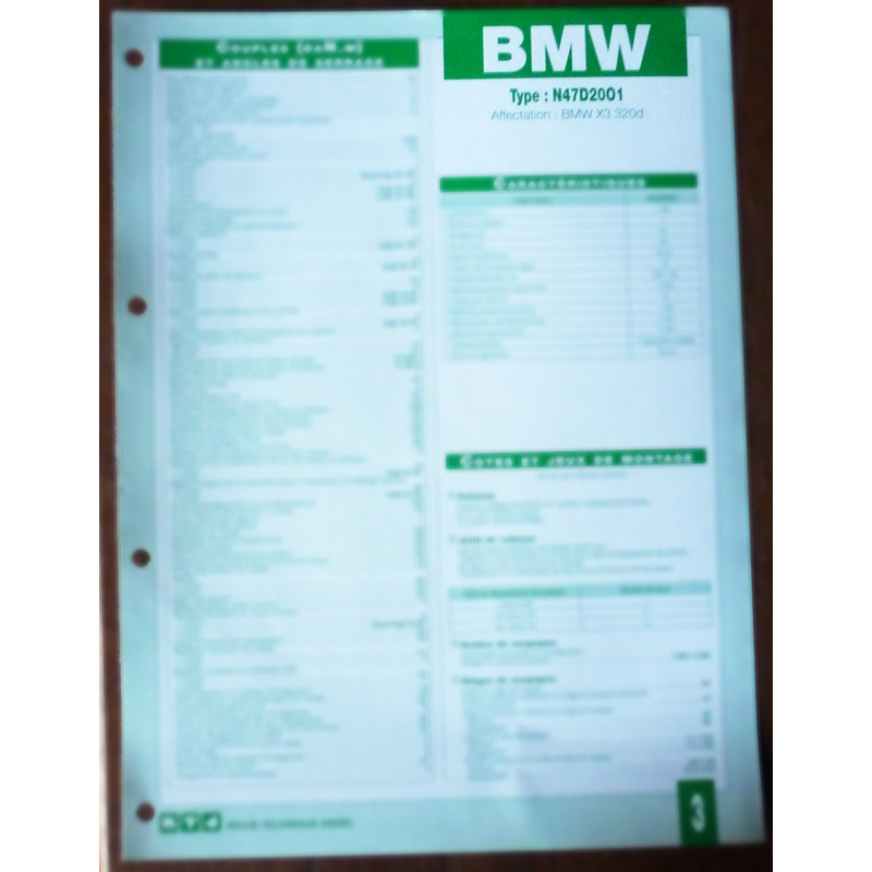 N47D2001 - Fiche Technique Bmw