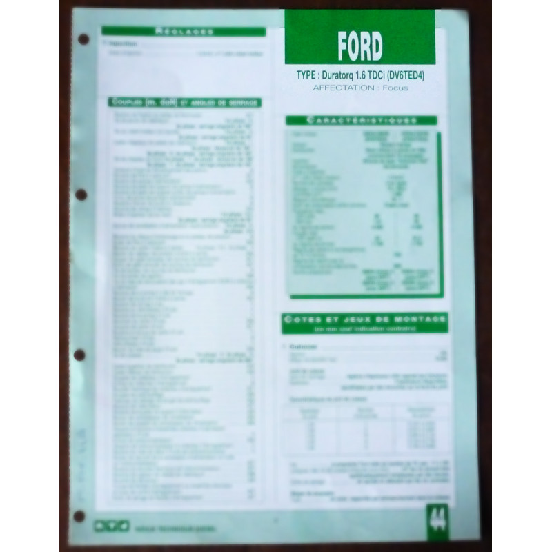 1.6l TDCi DV6TED4 - Fiche Technique Ford