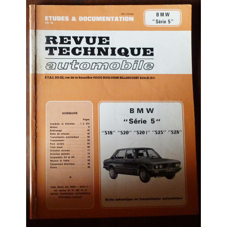 RTA Revues techniques BMW SERIE 5 518 - 520 - 520 I - 525 - 528