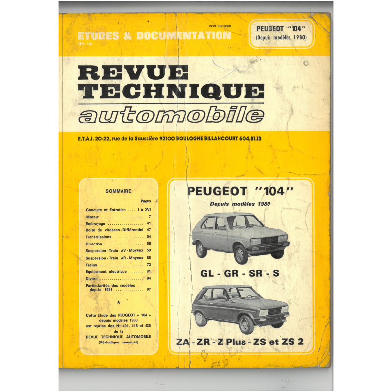 copy of 104 mod 80 Revue Technique Peugeot