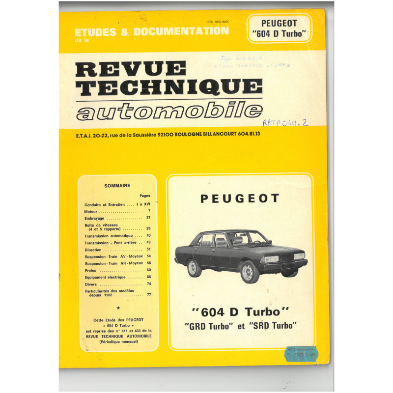604 D Turbo - Revue Technique Peugeot