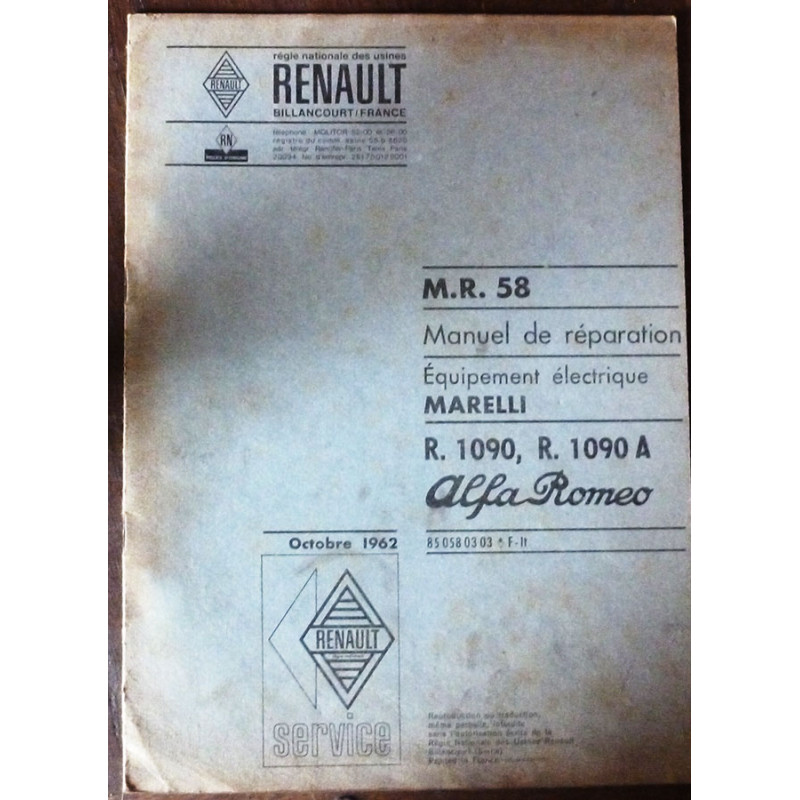 Equipement -  Manuel entretien RENAULT