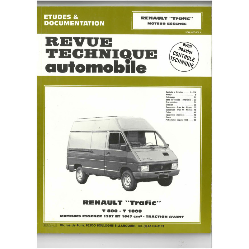 RENAULT TRAFIC Essence traction Avant 4x4 T800 et T1000