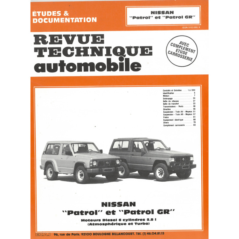 Patrol GR -98 Revue Technique Nissan