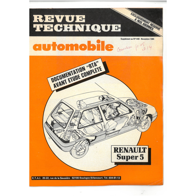 Super 5 -  Revue Technique RENAULT