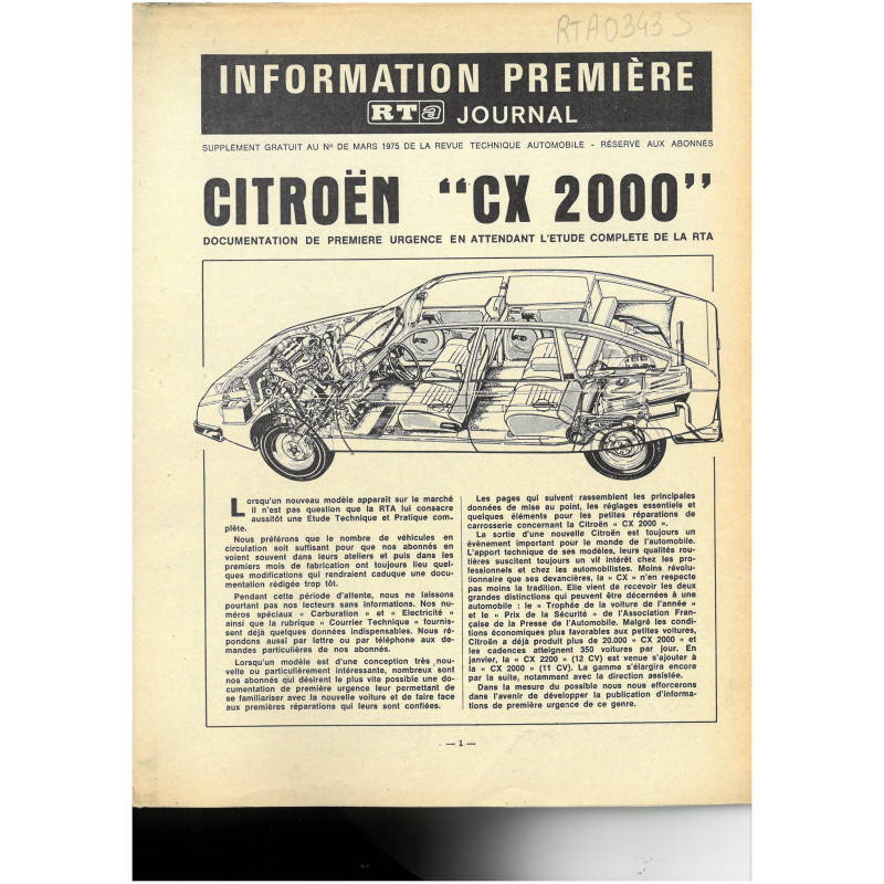 CX2000 - Revue Technique Citroen