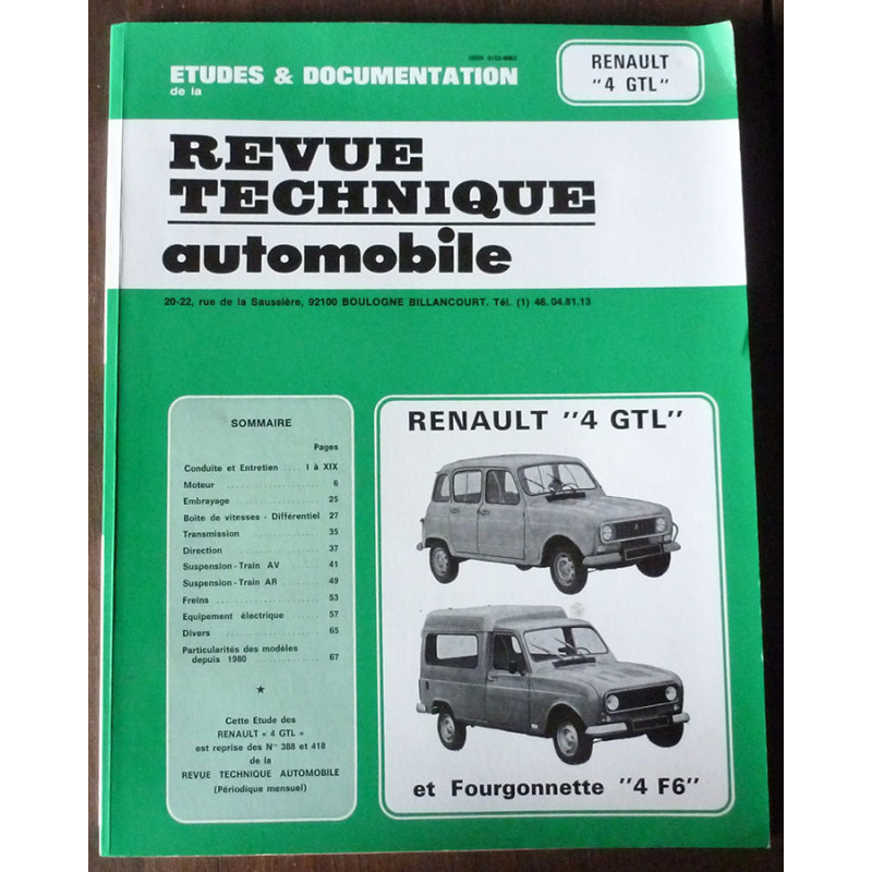 R4  GTL-F6 - Revue Technique Renault