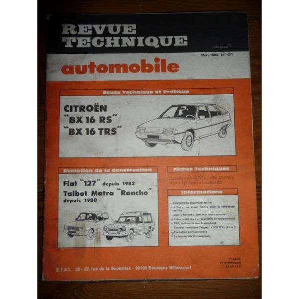 BX 16 Revue Technique Citroen