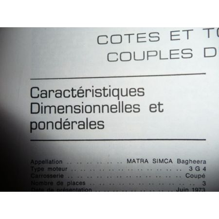 Bagheera Revue Technique Matra Simca