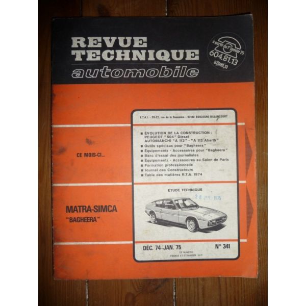 Bagheera Revue Technique Matra Simca