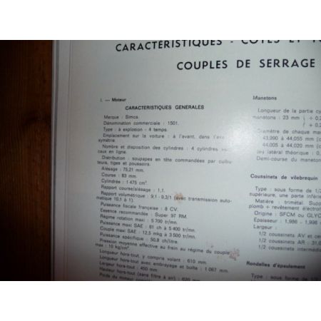 1501 Revue Technique Simca Talbot
