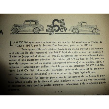 6CV Revue Technique Fiat Simca Talbot