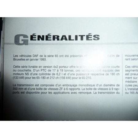 Série 65 Revue Technique PL Daf