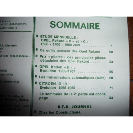 REKORD B C Revue Technique Opel