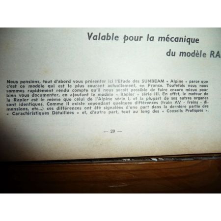 SUNBEAM Alpine Revue Technique Simca Talbot