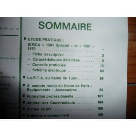 1501 1970 Revue Technique Simca Talbot